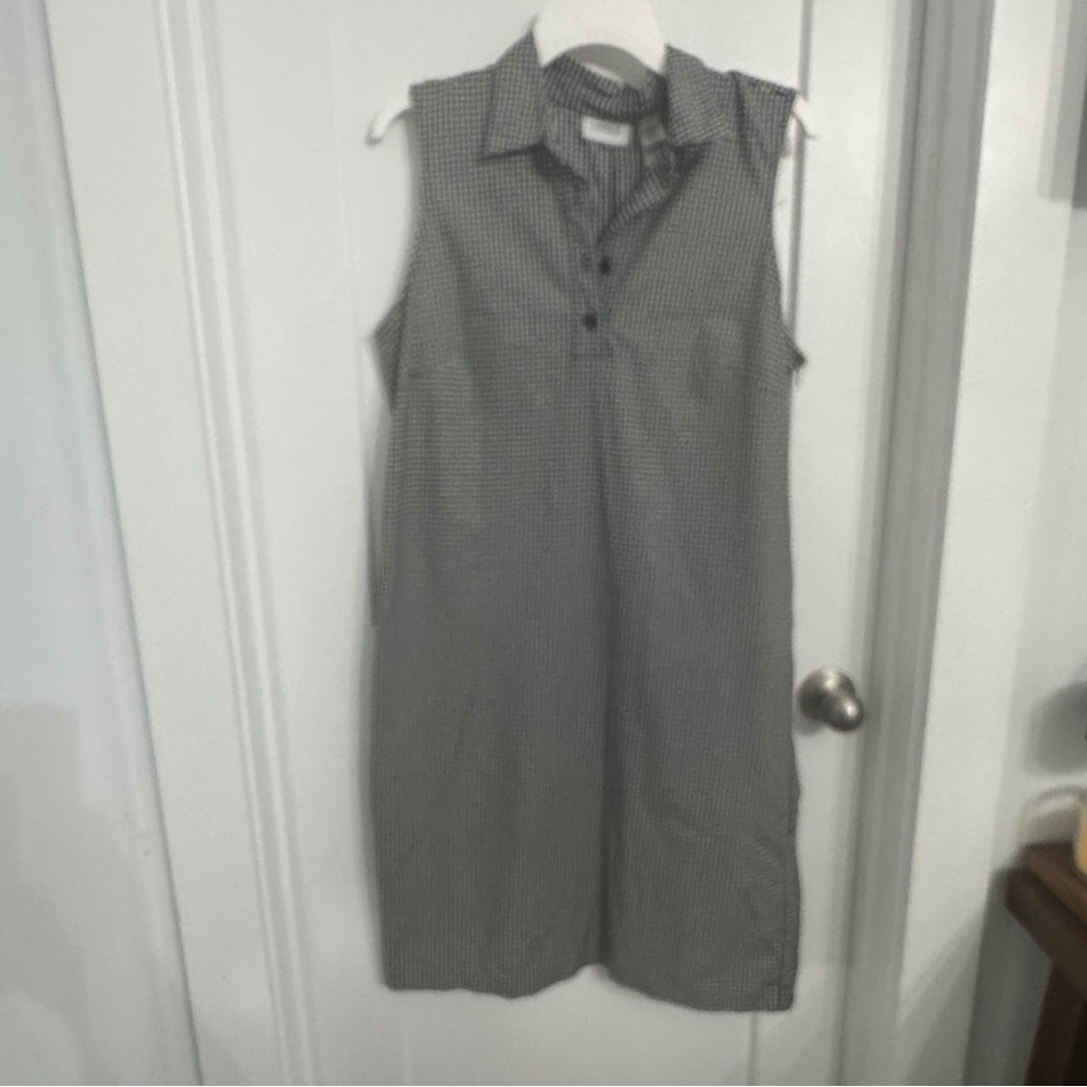 LIZ Claiborne Golf Dress Black and White Checkered Size 12 Sleeveless Midi